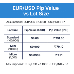 Pip Value vs Lot Size (with INR)